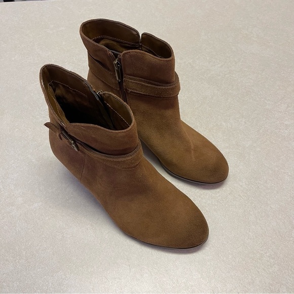 Sam Edelman Lynne Block Heel Boots Western Short Buckle Brown Suede Size 10M - Picture 2 of 10